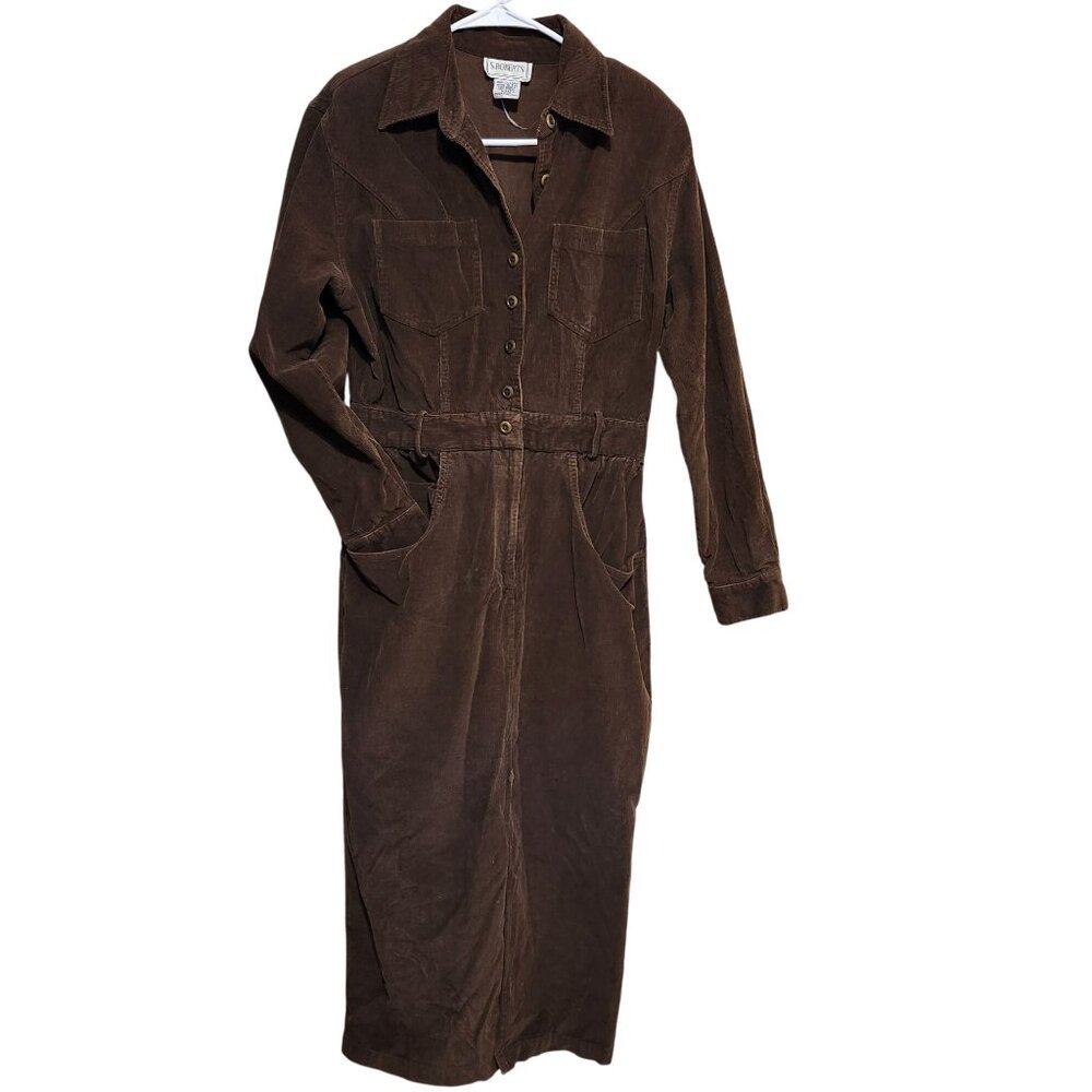 Staplecord Brown Long-Sleeve Utility Dress